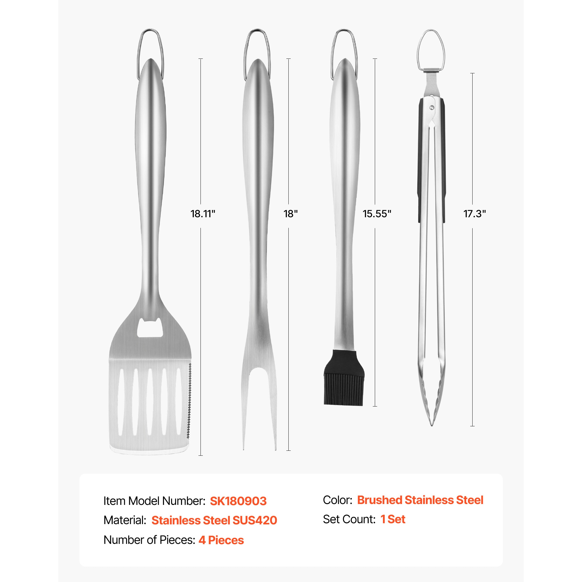 4 Piece Stainless Steel Grilling Tool Set For Bbq Barbecue Utensils_voghion.com